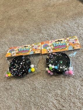New Tab-licious Oreo Cookie Squishies Black with Multicolor Pom Poms (Set of 2)